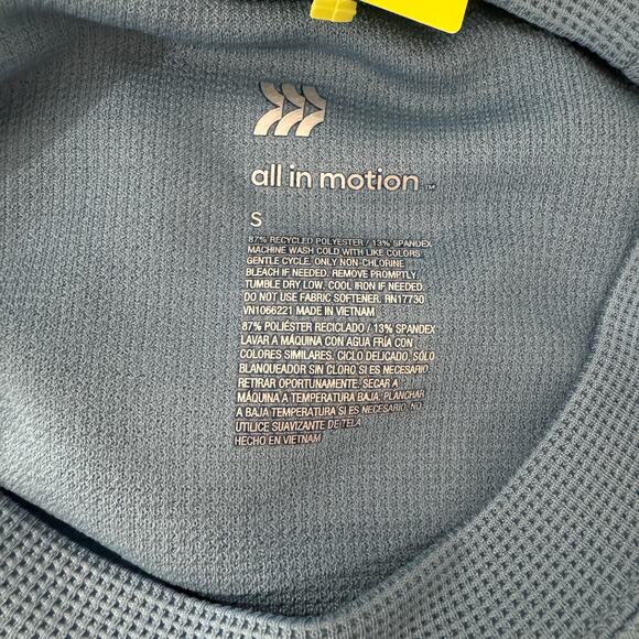 Mens Waffle Knit Sweatshirt Blue Crew Neck Long Sleeve All in Motion Size Small - Picture 7 of 7